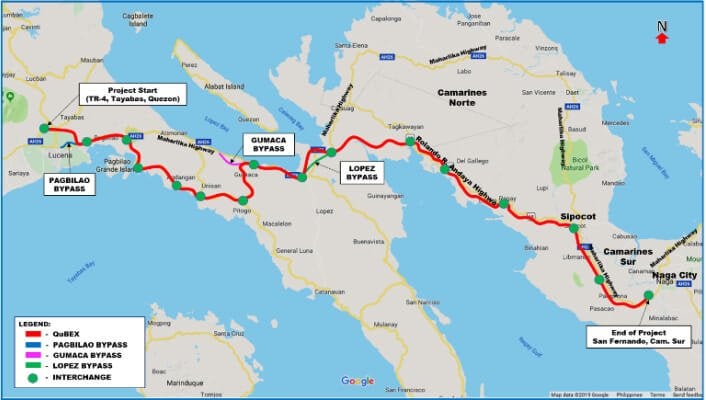 Proposed segments of the Quezon-Bicol Expressway
